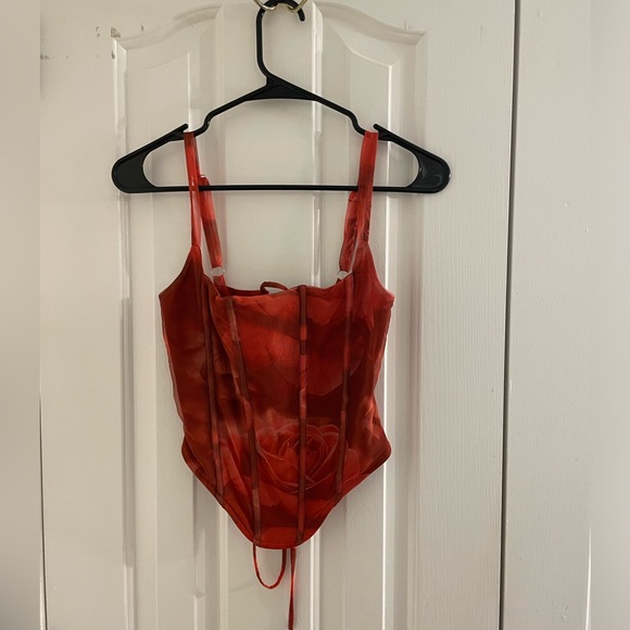 MESHKI Lace Up Corset Rose - Picture 1 of 4